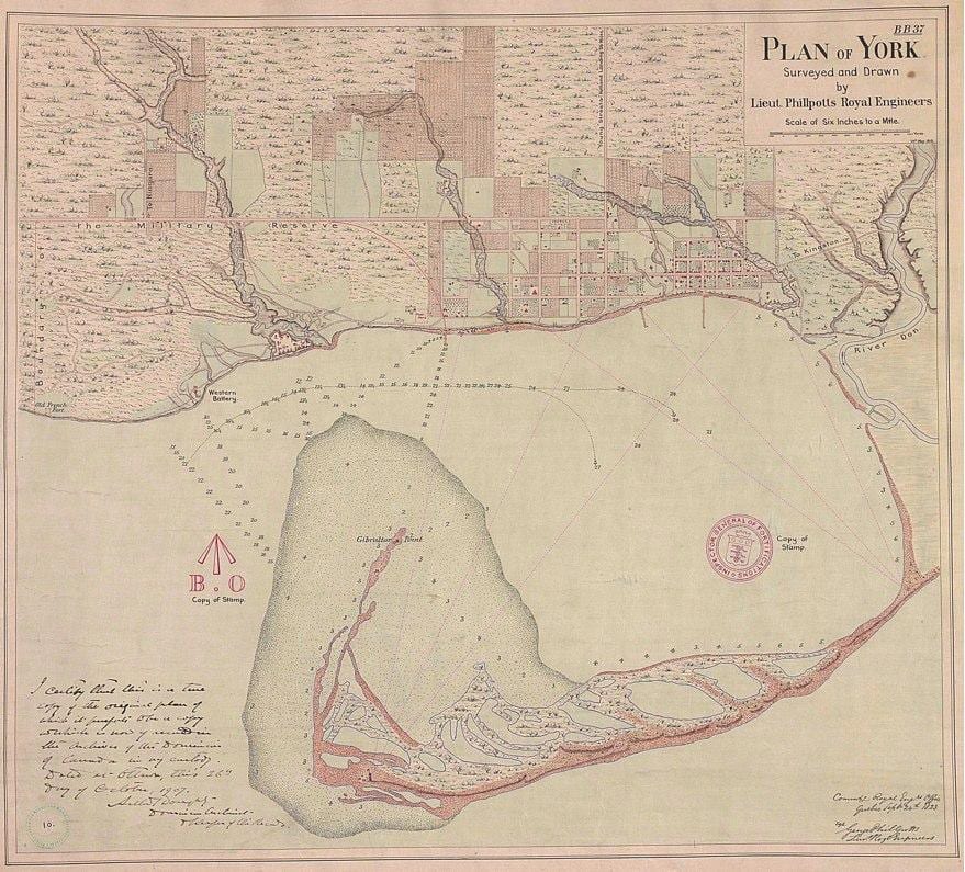 Χάρτης της γης Υόρκη, Τορόντο 1787-1884