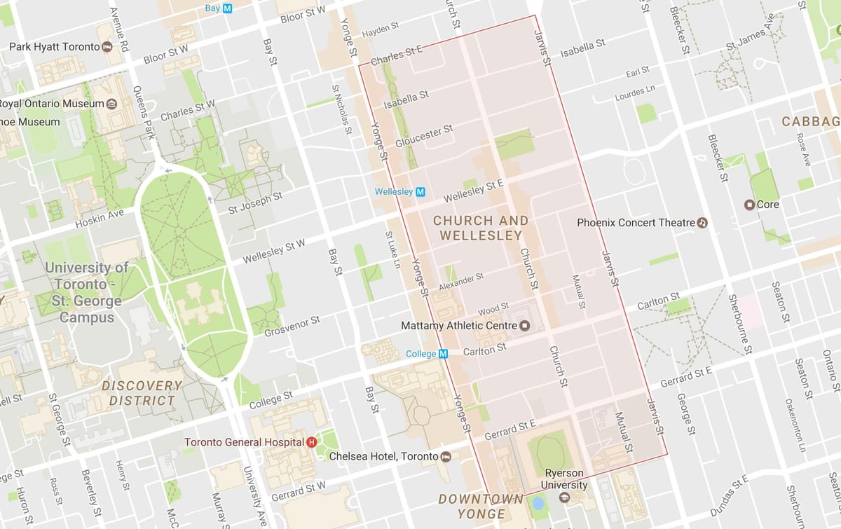 Χάρτης της Εκκλησίας και του Wellesley γειτονιά Τορόντο