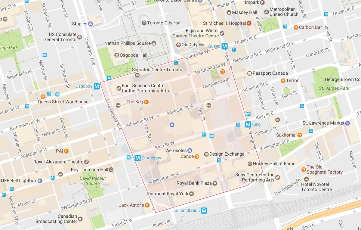 Χάρτης των financial District γειτονιά Τορόντο