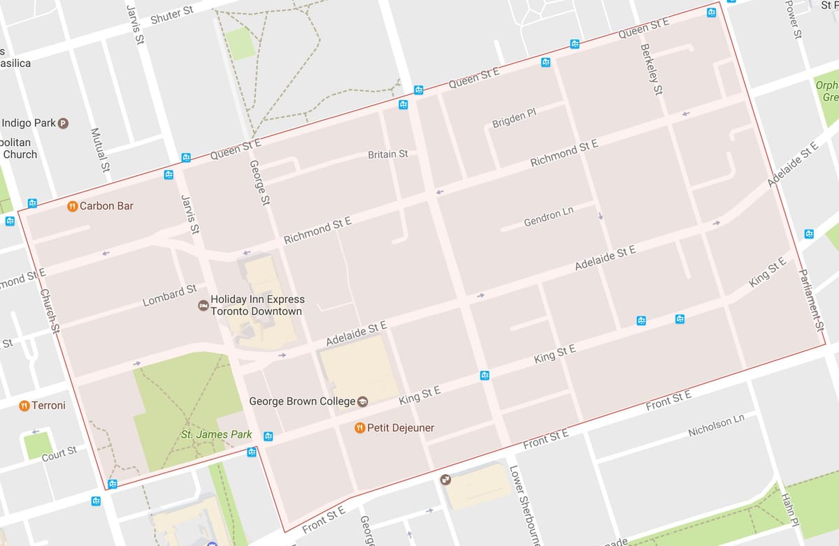 Χάρτης της Παλιάς Πόλης γειτονιά Τορόντο