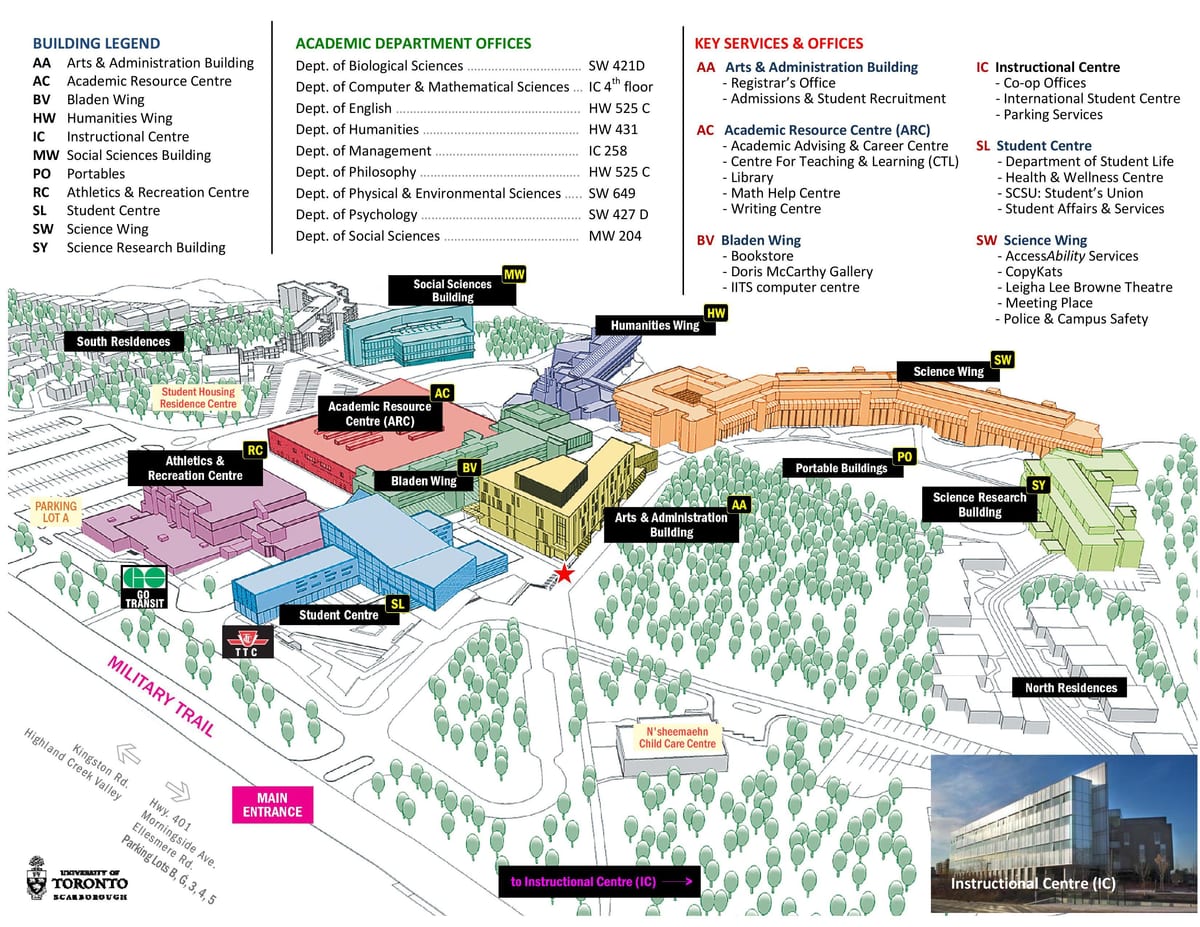 Χάρτης του university of Toronto Scarborough πανεπιστημιούπολη