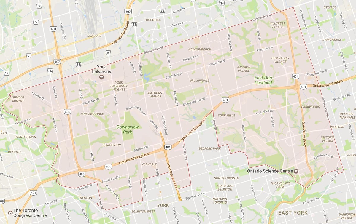 Χάρτης της Uptown Τορόντο γειτονιά Τορόντο
