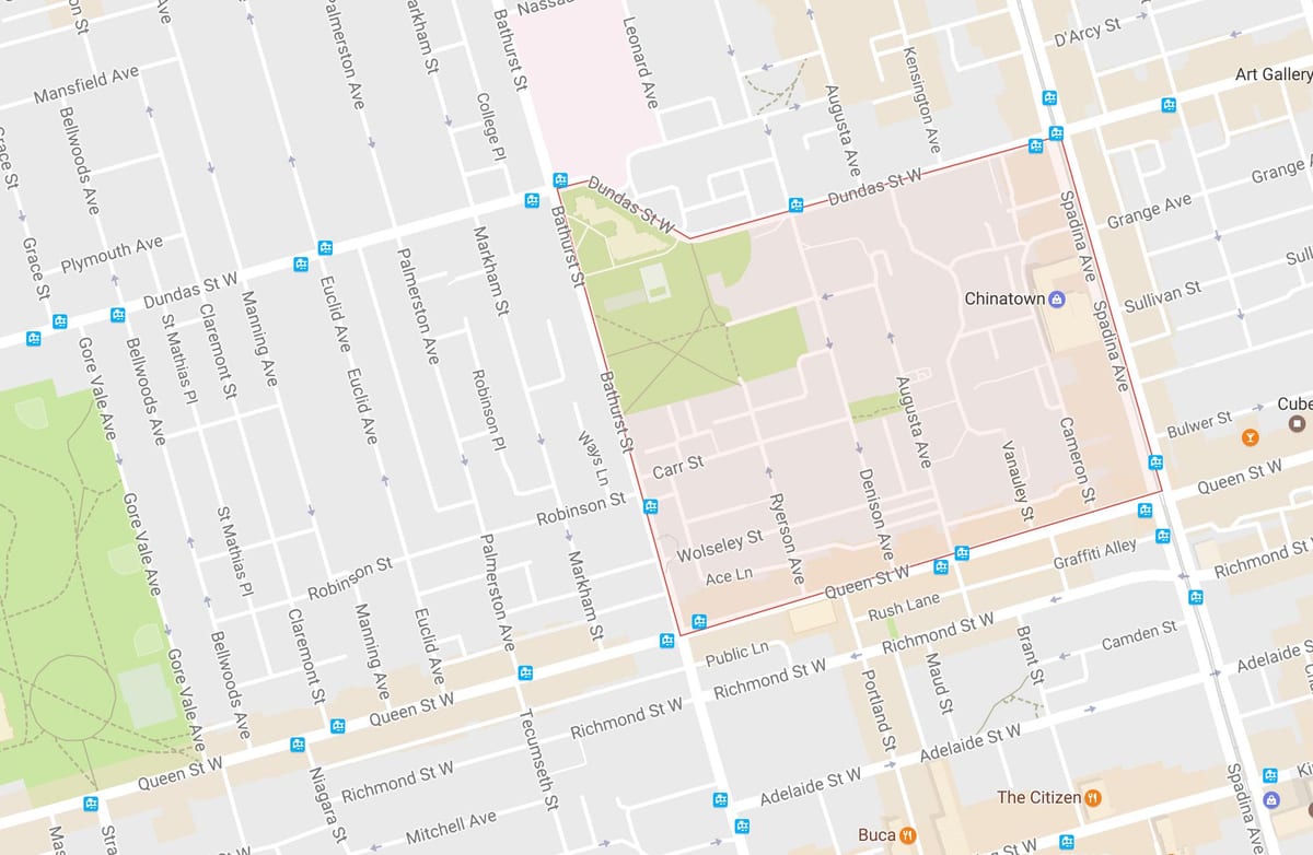 Χάρτης της Alexandra park γειτονιά Τορόντο
