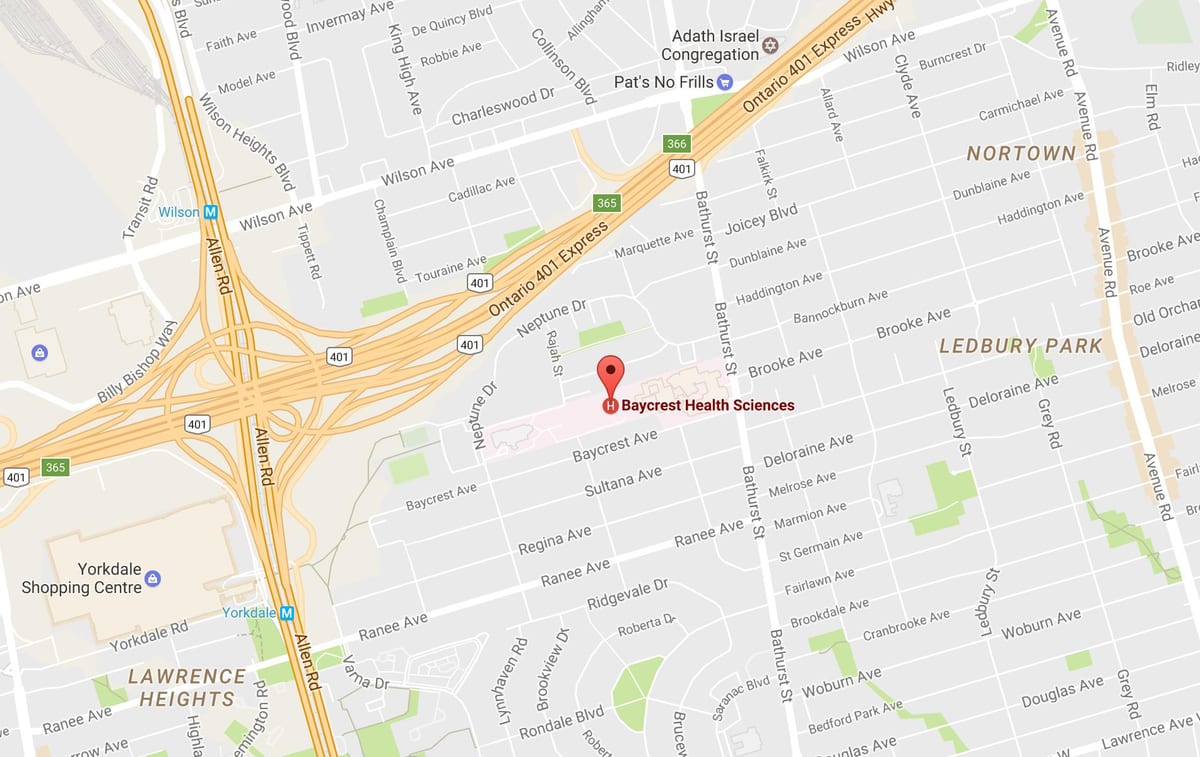 Χάρτης της Baycrest Επιστημών Υγείας του Τορόντο