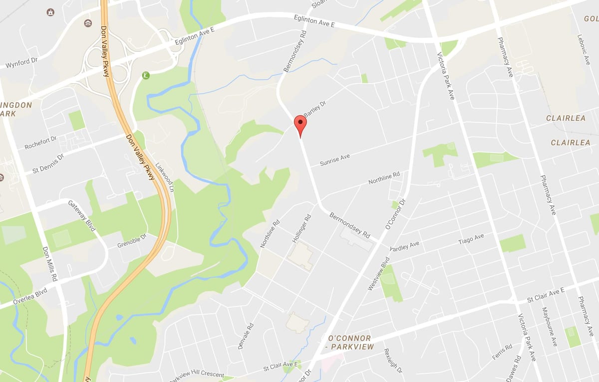 Χάρτης της Bermondsey γειτονιά Τορόντο