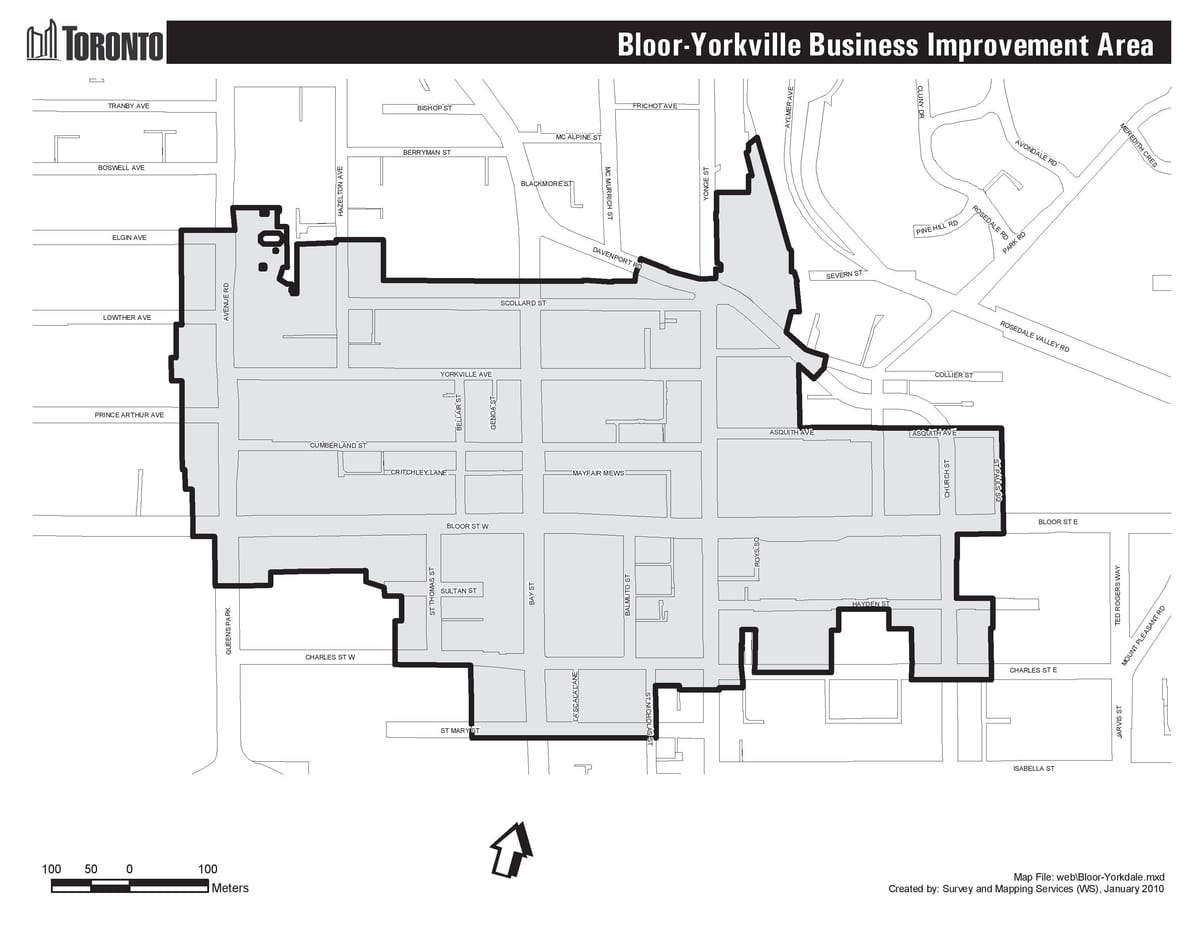 Χάρτης της Bloor Yorkville Τορόντο boudary