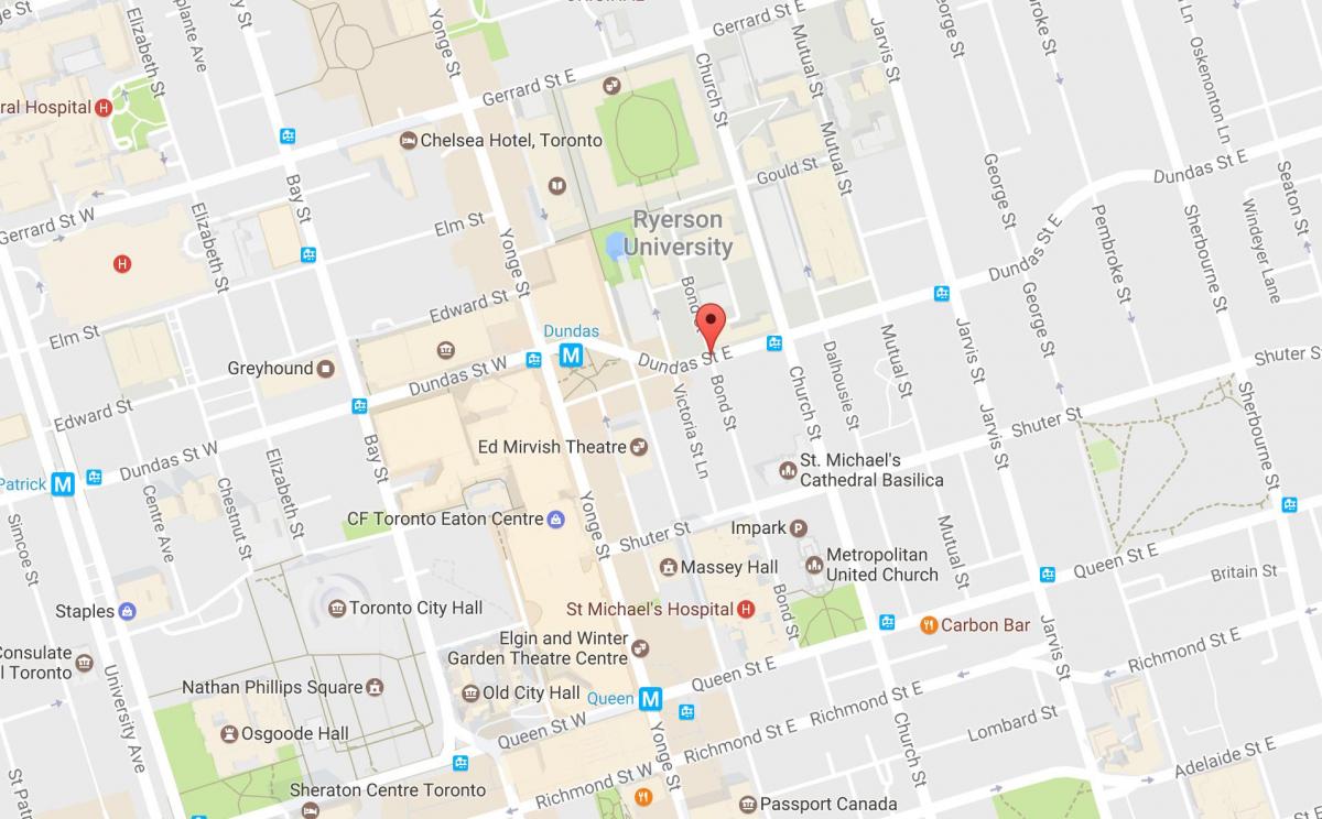Χάρτης της Bond street στο Τορόντο
