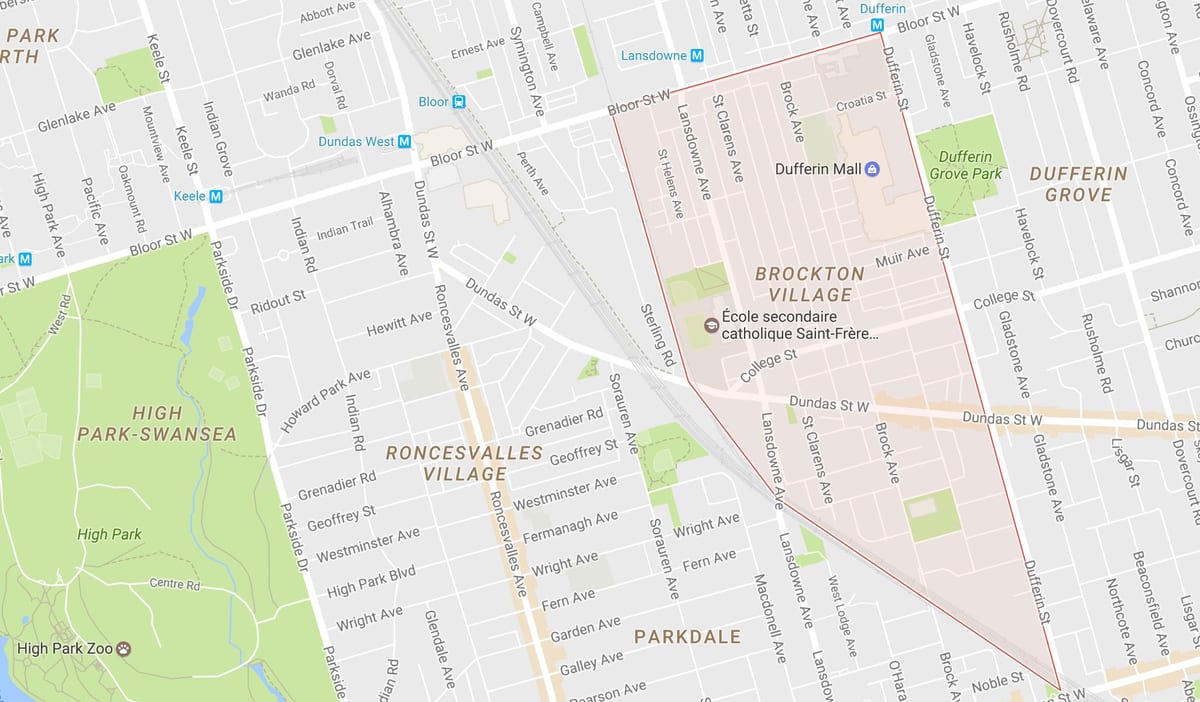 Χάρτης της Brockton Χωριό γειτονιά Τορόντο