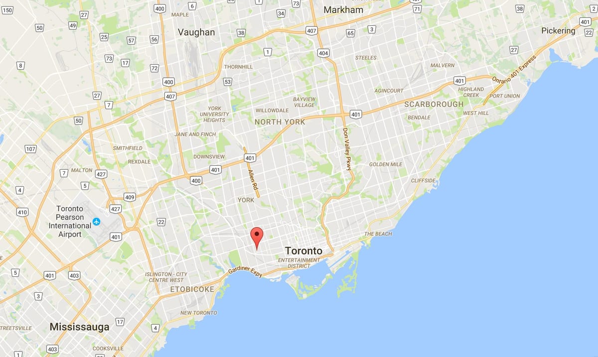 Χάρτης της Brockton Χωριό συνοικία του Τορόντο