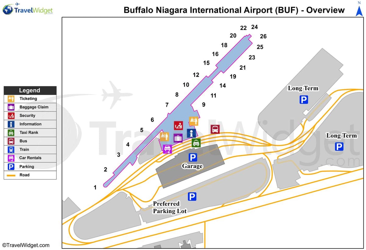 Χάρτης της Buffalo Niagara airport