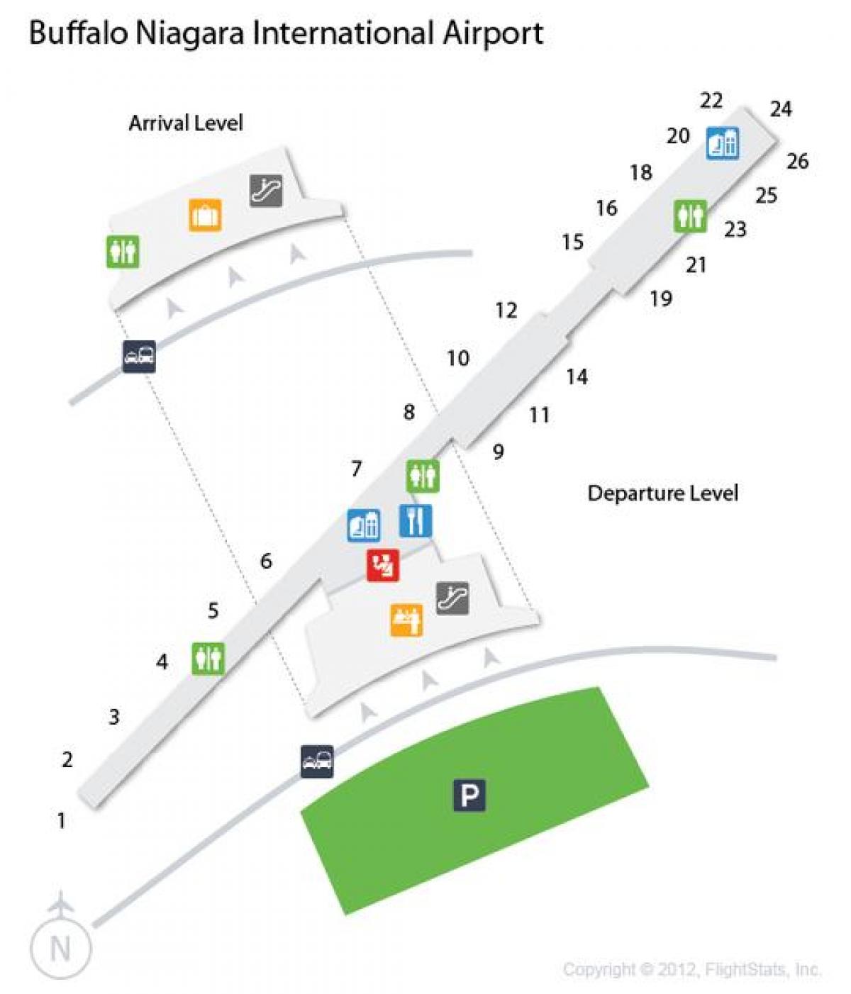 Χάρτης της Buffalo Niagara airport αναχώρηση επίπεδο