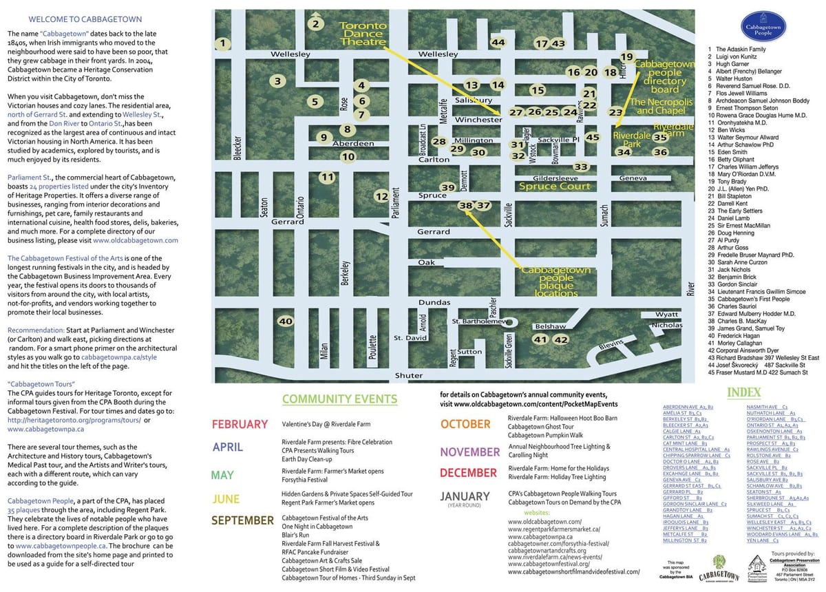 Χάρτης της Cabbagetown εκδηλώσεις Τορόντο
