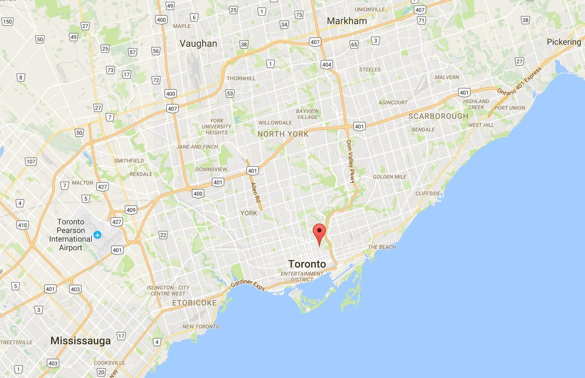 Χάρτης της Cabbagetown περιοχή, Τορόντο