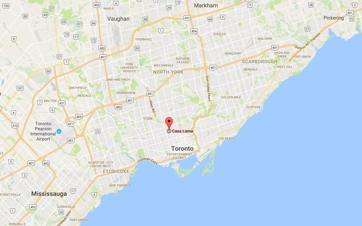 Χάρτης της Casa Loma περιοχή, Τορόντο