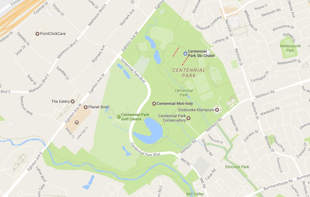 Χάρτης της Centennial Park γειτονιά Τορόντο