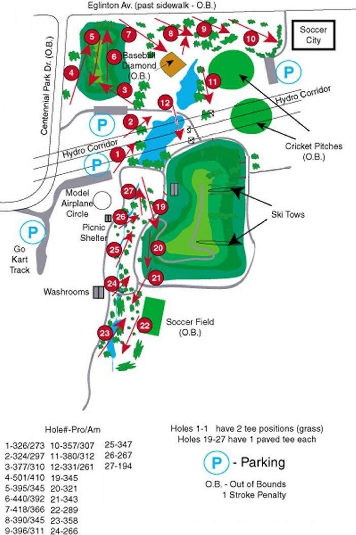 Χάρτης της Centennial Park golf μαθήματα Τορόντο