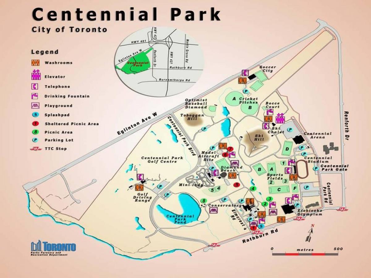 Χάρτης της Centennial Park του Θερμοκηπίου Τορόντο