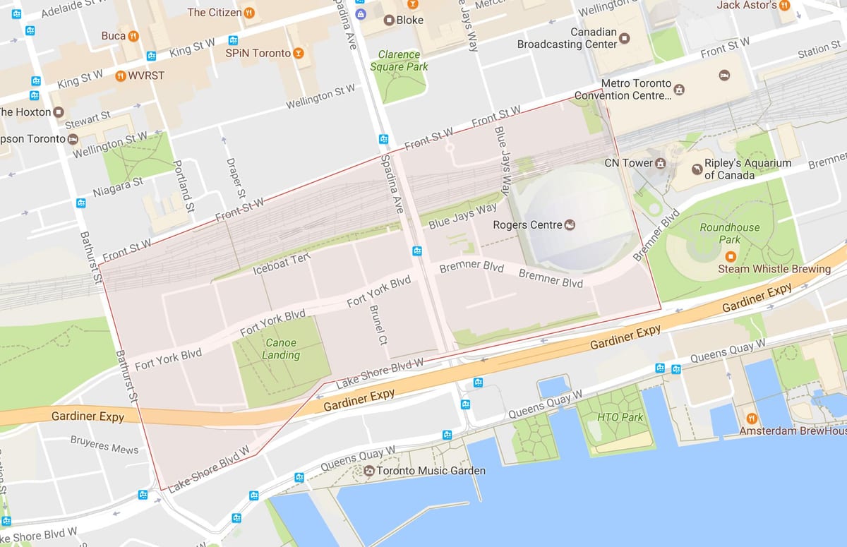Χάρτης της CityPlace γειτονιά Τορόντο