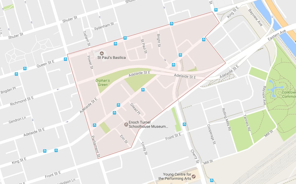 Χάρτης της Corktown γειτονιά Τορόντο