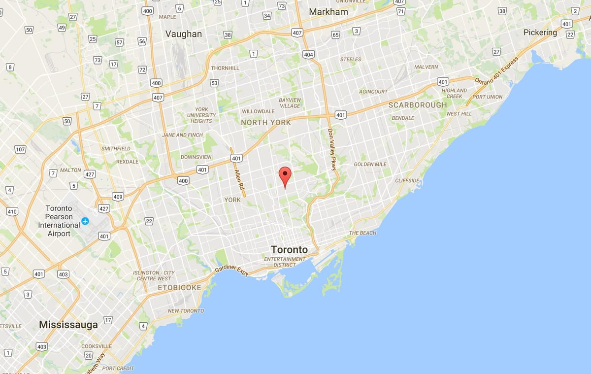 Χάρτης της Davisville Χωριό συνοικία του Τορόντο