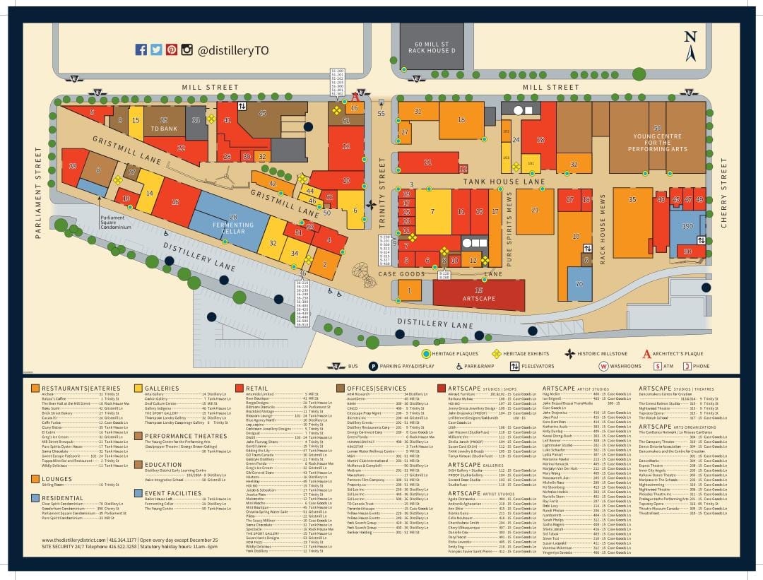 Εμφάνιση χάρτη Distillery District Τορόντο