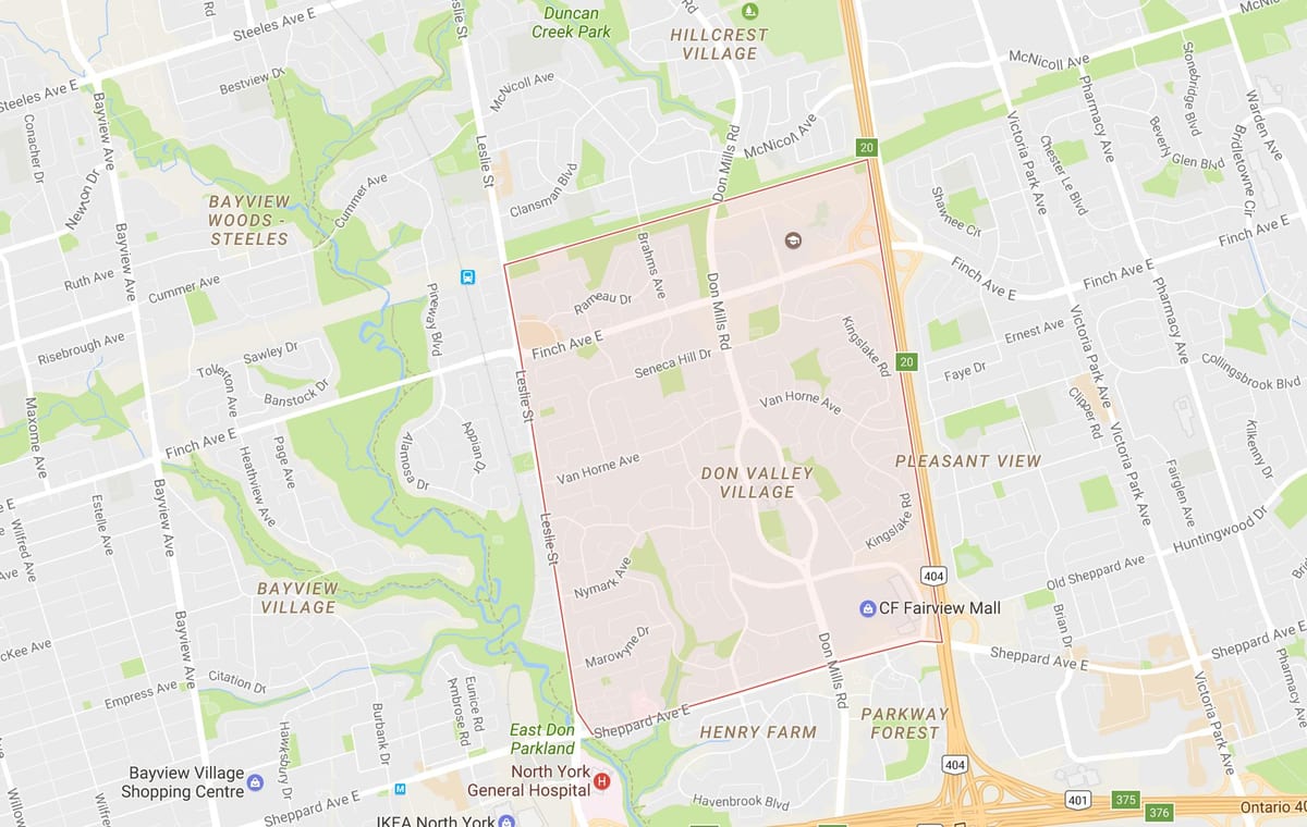 Χάρτης του Don Valley Village γειτονιά Τορόντο