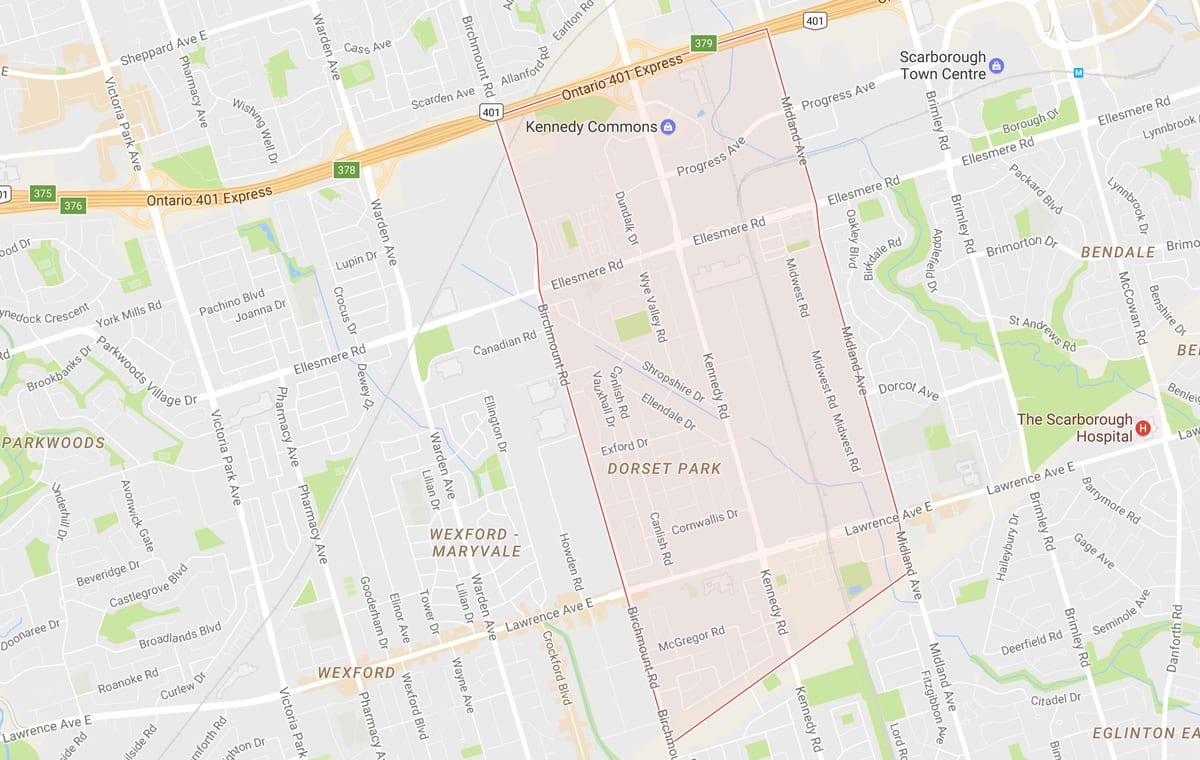 Χάρτης του Dorset Park γειτονιά Τορόντο