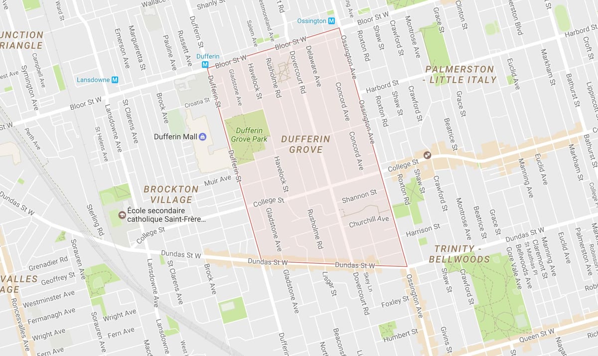 Χάρτης της Dufferin Grove γειτονιά Τορόντο