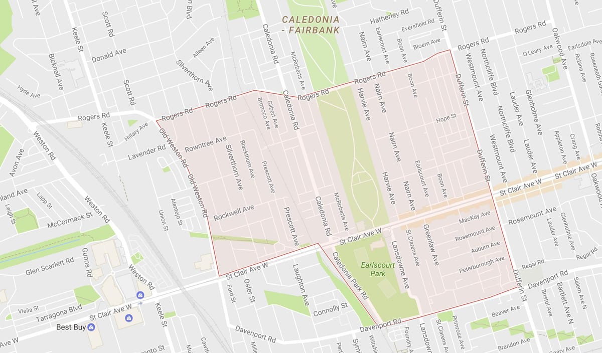 Χάρτης της Earlscourt γειτονιά Τορόντο