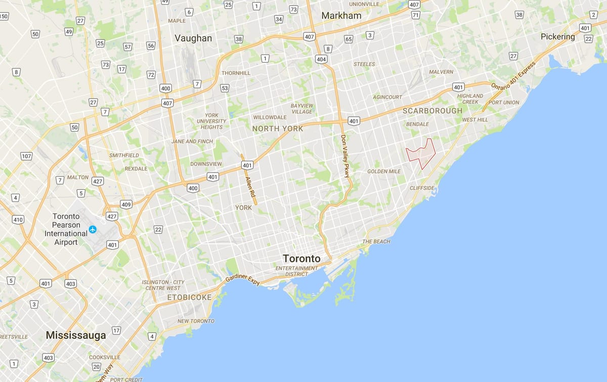 Χάρτης της Eglinton Ανατολική συνοικία του Τορόντο