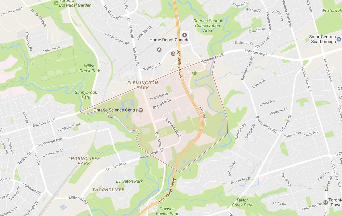 Χάρτης της Flemingdon Park γειτονιά Τορόντο