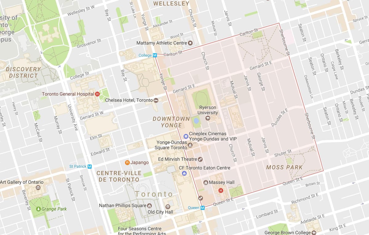 Χάρτης του Garden District της Πόλης του Τορόντο
