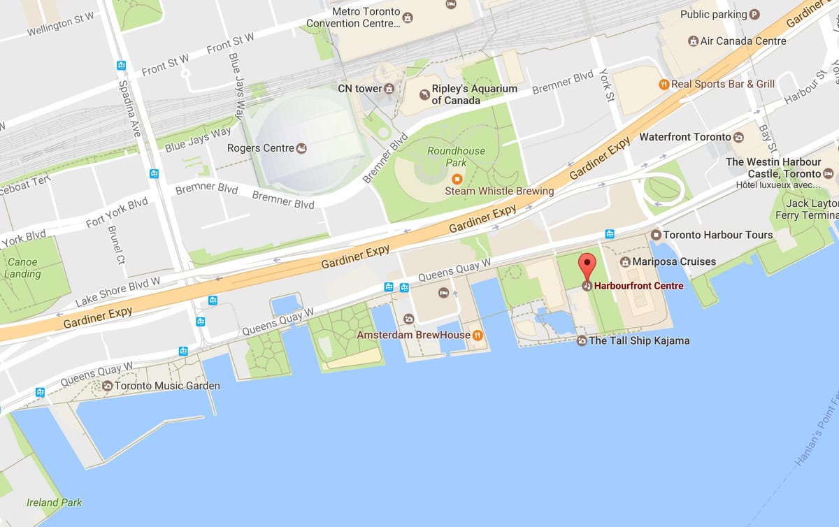 Χάρτης της Harbourfront γειτονιά Τορόντο