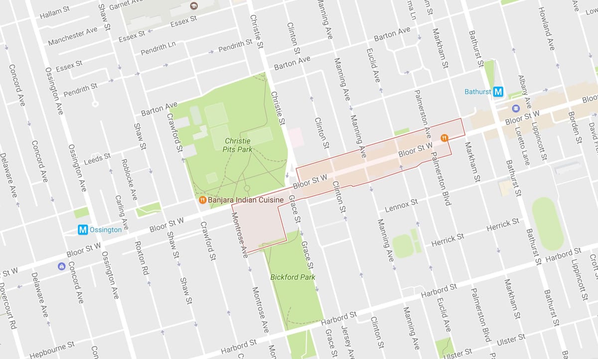 Χάρτης της Koreatown γειτονιά Τορόντο