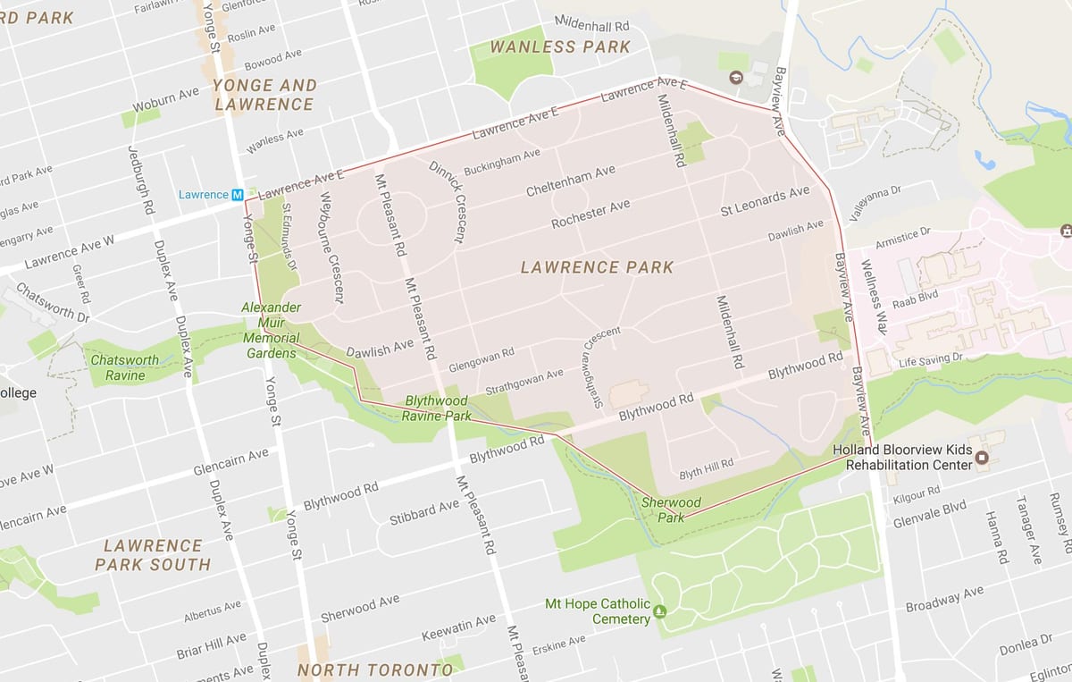 Χάρτης της Lawrence Park γειτονιά Τορόντο