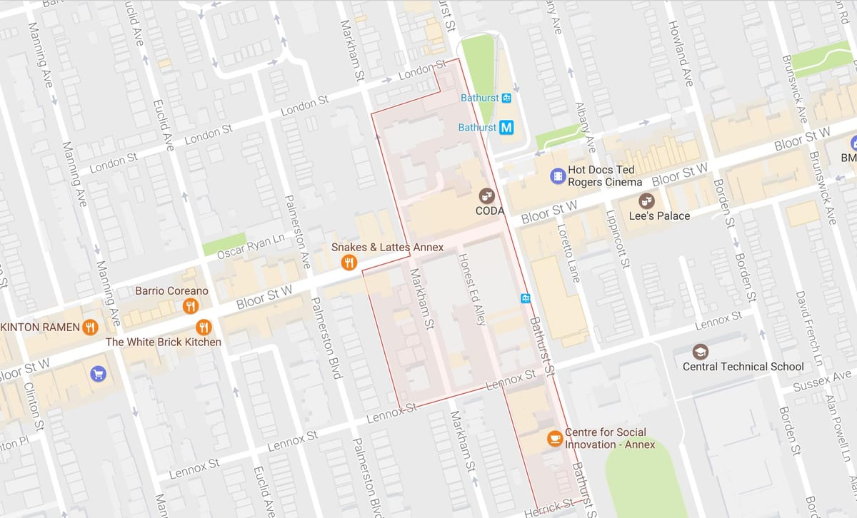 Χάρτης της Mirvish Χωριό γειτονιά Τορόντο