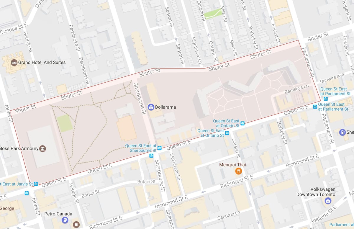 Χάρτης της Moss Park γειτονιά Τορόντο