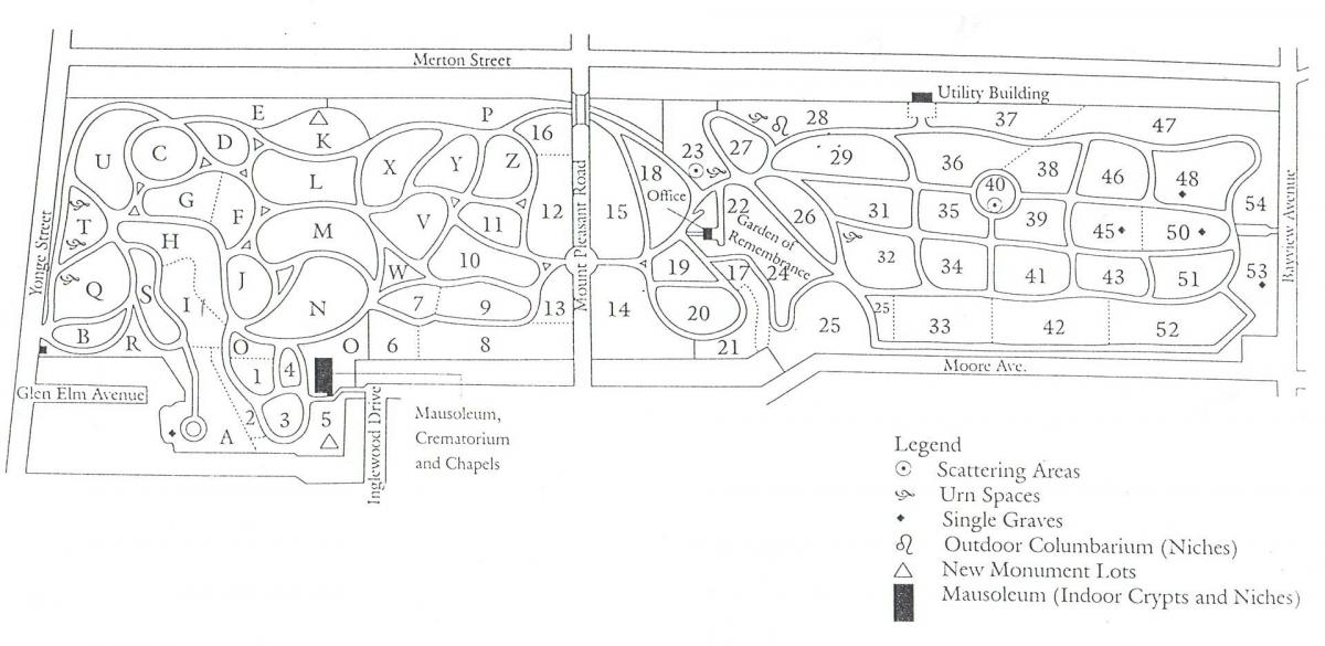 Χάρτης της Mount pleasant cemetery