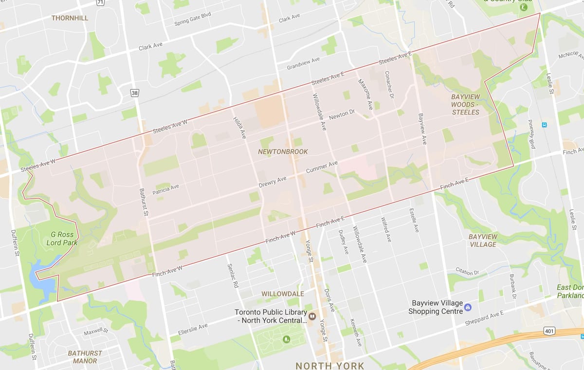 Χάρτης της Newtonbrook γειτονιά Τορόντο