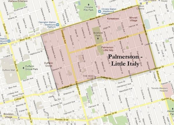 Χάρτης της Palmerston μικρή Ιταλία Τορόντο
