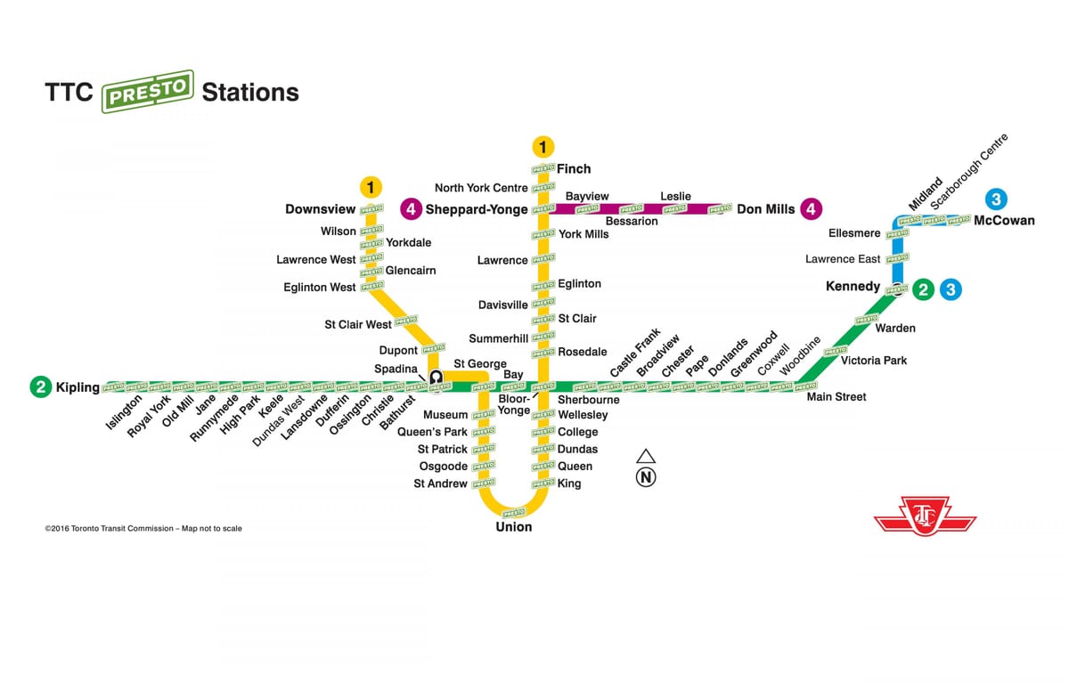 Χάρτης της presto σταθμούς TTC