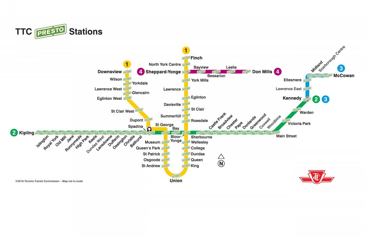 Χάρτης της presto σταθμούς TTC