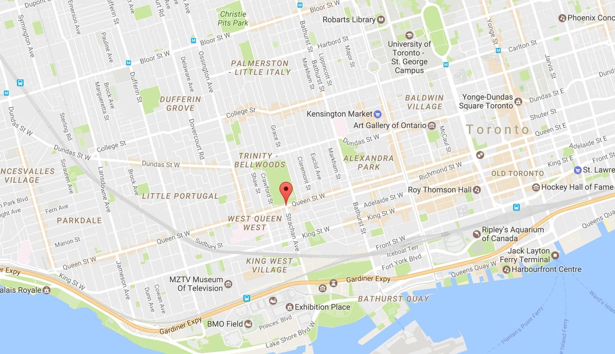 Χάρτης της Queen Street West γειτονιά Τορόντο