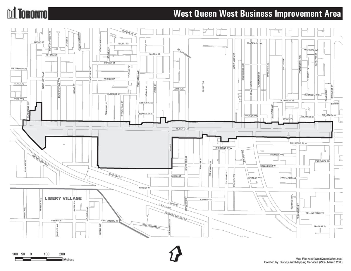 Χάρτης της Queen street west Toronto