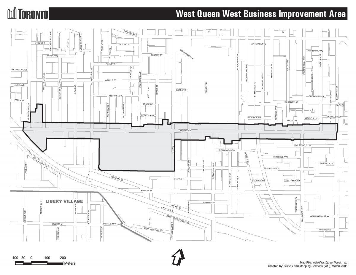 Χάρτης της Queen street west Toronto