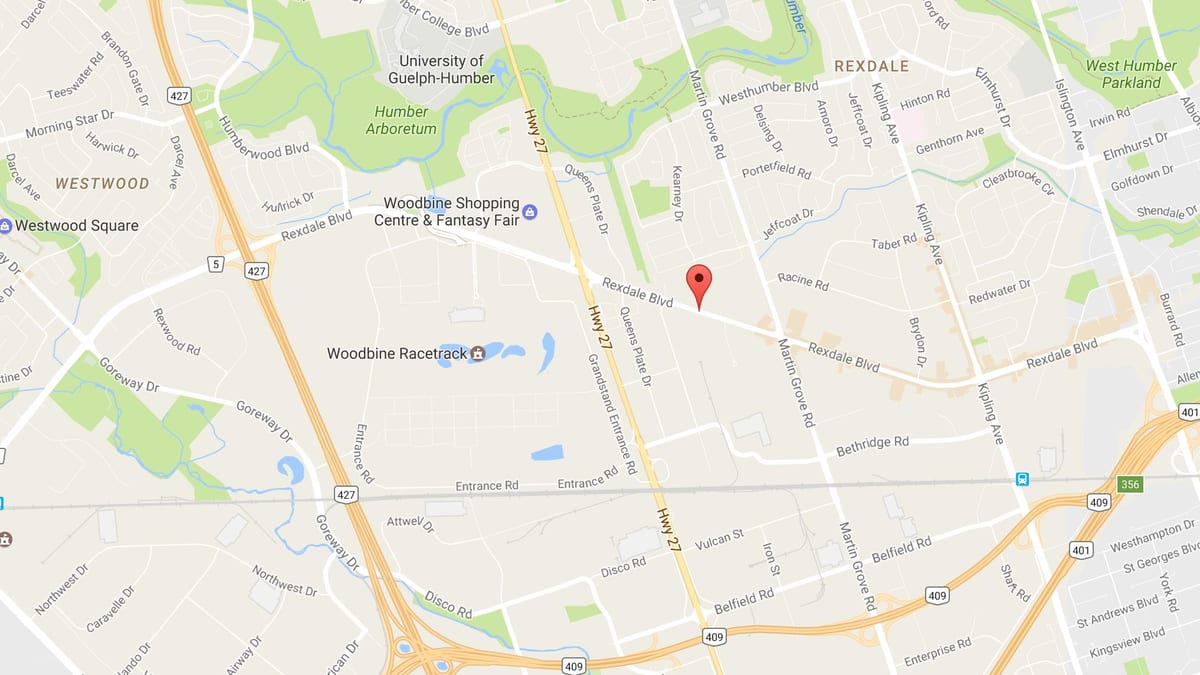Χάρτης της Rexdale boulevard Τορόντο