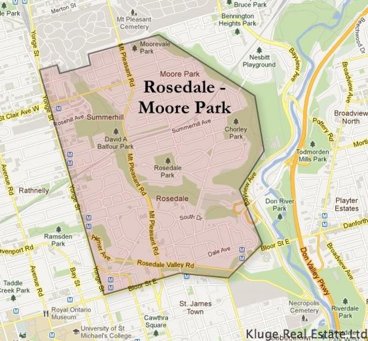 Χάρτης της Rosedale Moore Park Τορόντο