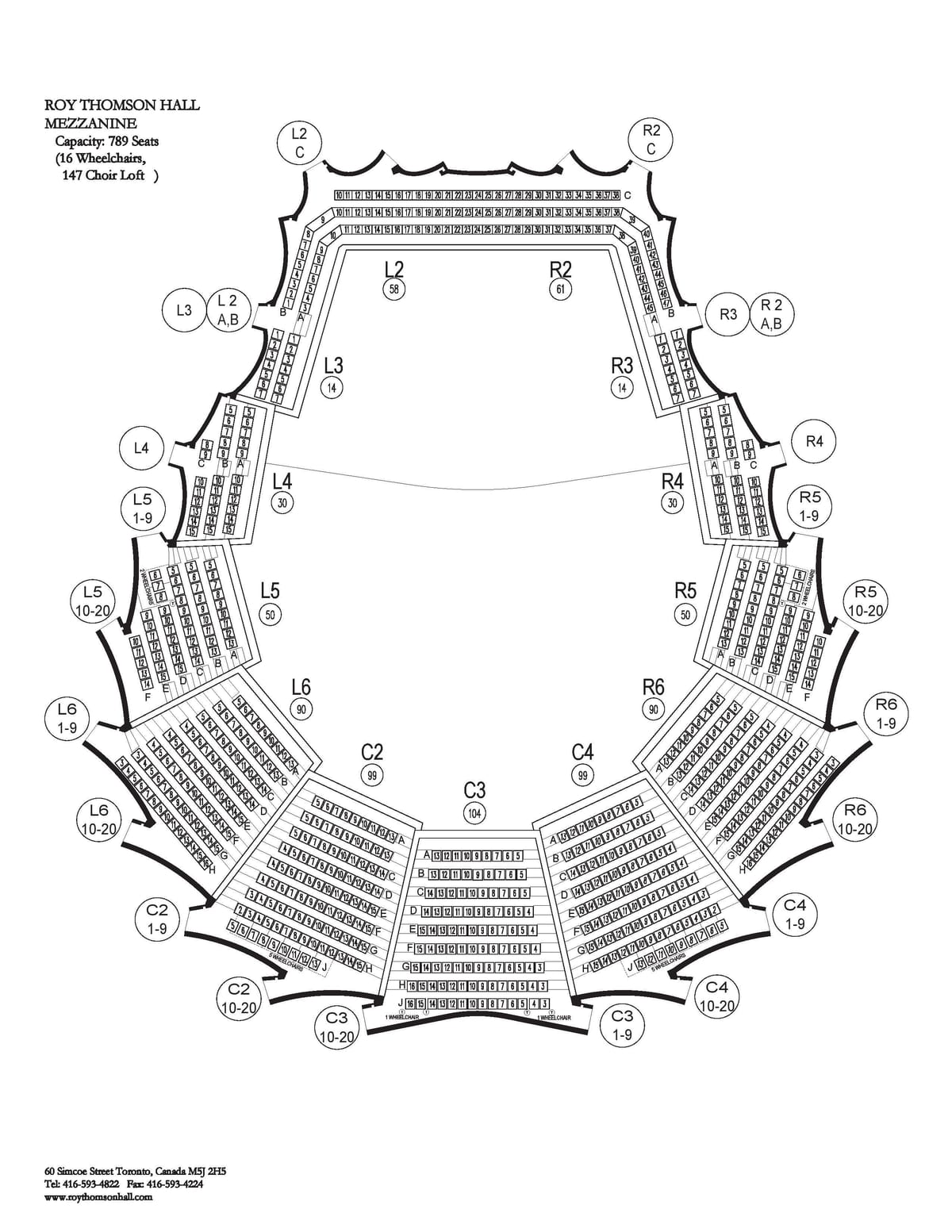 Χάρτης του Roy Thomson Hall ημιωρόφων