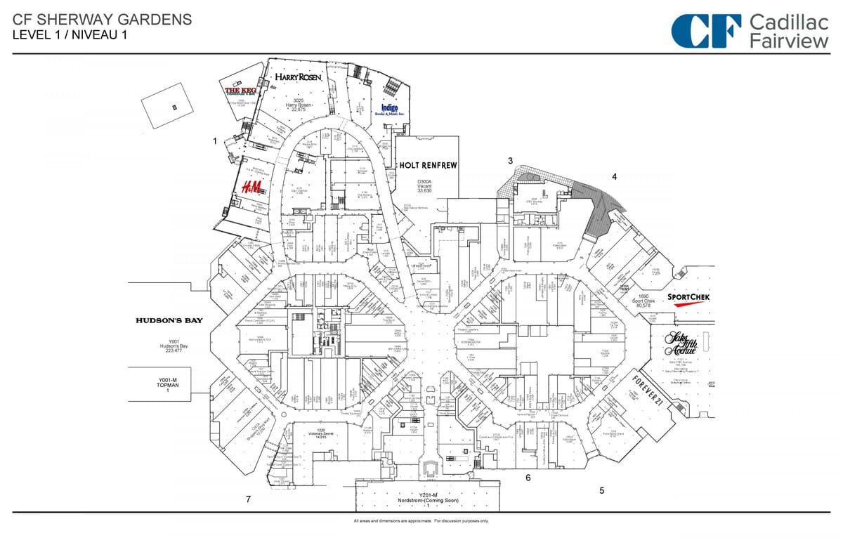 Χάρτης της Sherway Gardens επίπεδο 1