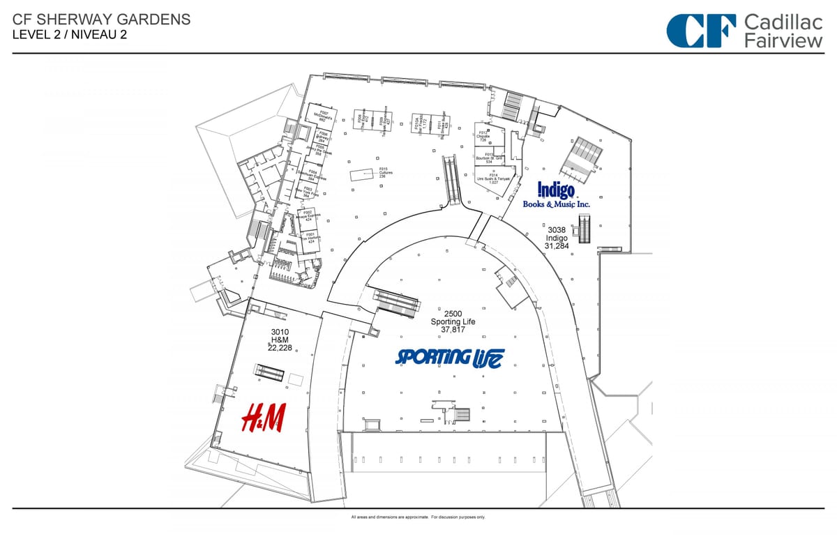 Χάρτης της Sherway Gardens επίπεδο 2